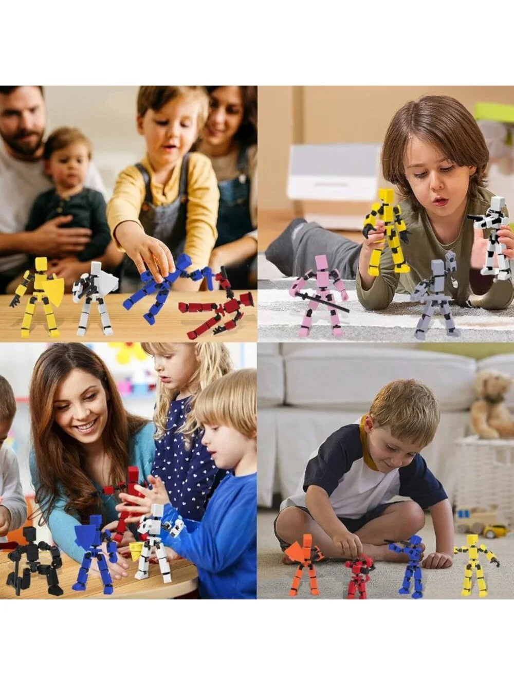 4PCS Mini Action Figures Set - Movable Fidget Toys for Kids, Multi-Joint Stick